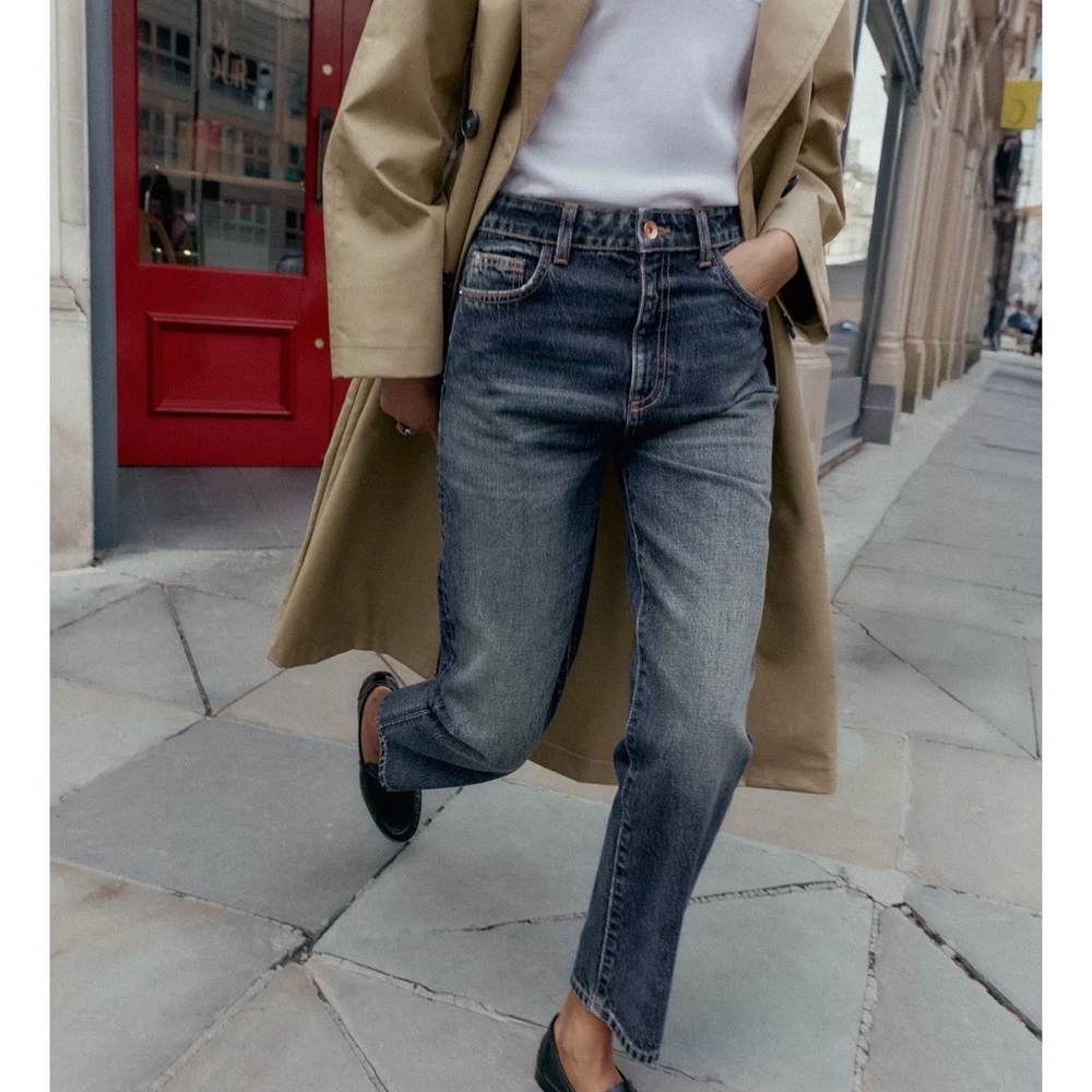 Zara Dark Blue Straight Leg Jeans
